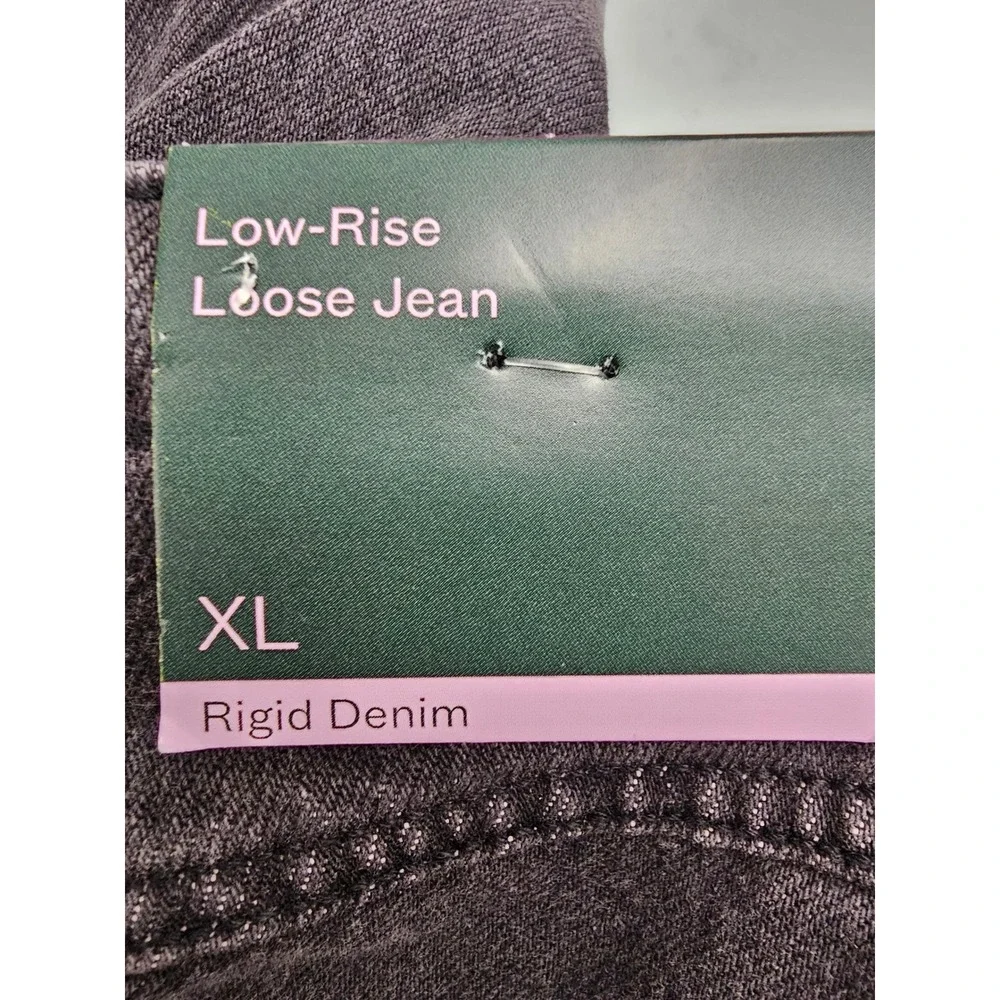 Wild Fable Low-Rise Loose Jean XL Black Wash Rigid Denim Wide Leg Drawstring NWT